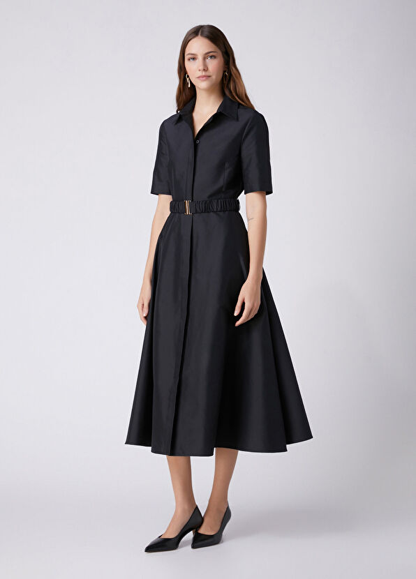 Beymen Club Siyah Midi Tafta Elbise - 4