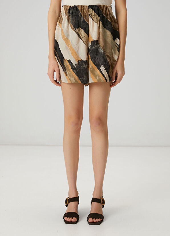 Beymen Club Multicolored brush print linen shorts - 2