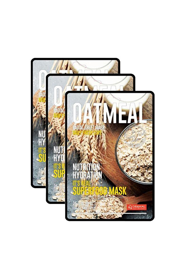Dermal Oatmeal Facial Sheet Mask Nourishing & Moisturizing Oat Mask Set of 3 25g - 1