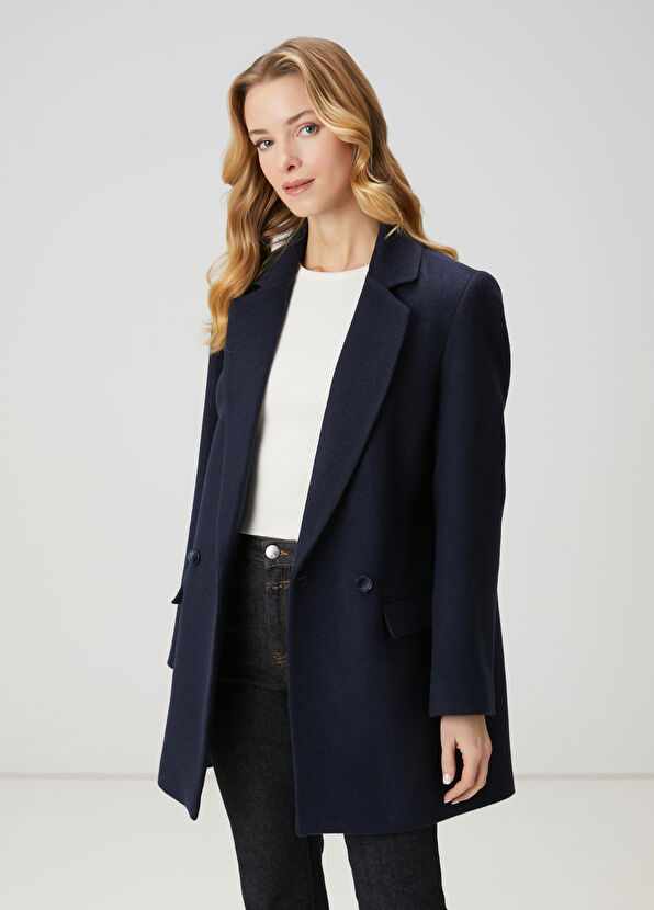 Beymen Club Navy Blue Double-Breasted Coat - 1