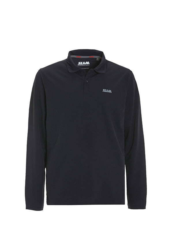 Slam Tech Pique Ls Lacivert Polo Yaka Uzun Kollu Erkek T-Shirt - 1