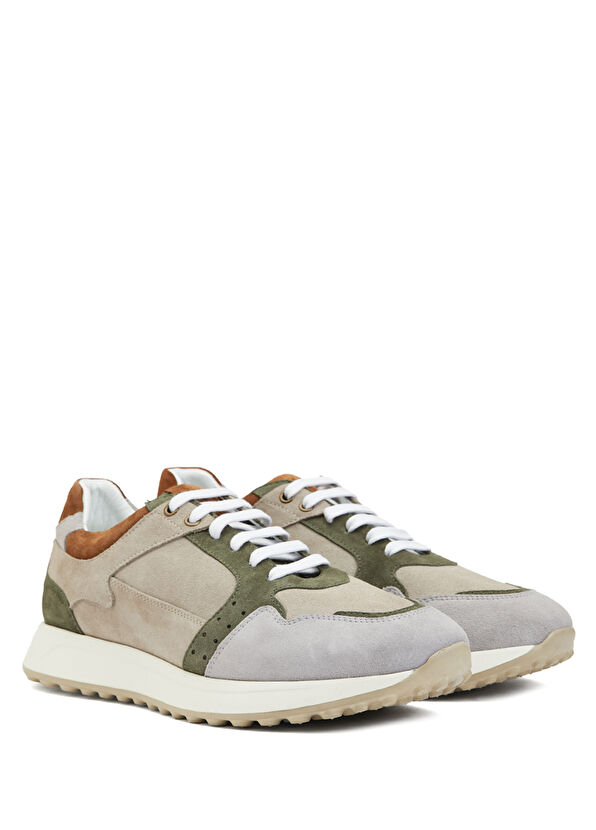 Beymen Club Grey Khaki Men's Leather Sneakers - 2
