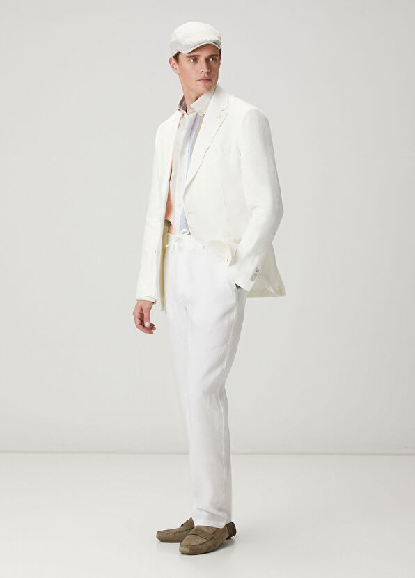 Beymen Club Beyaz Beli Kordonlu Keten Pantolon - 2