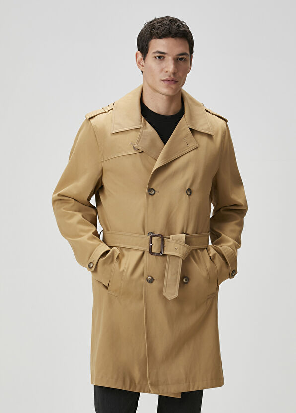 Beymen Club Beige Inner Vest Detailed Organic Cotton Overcoat - 3