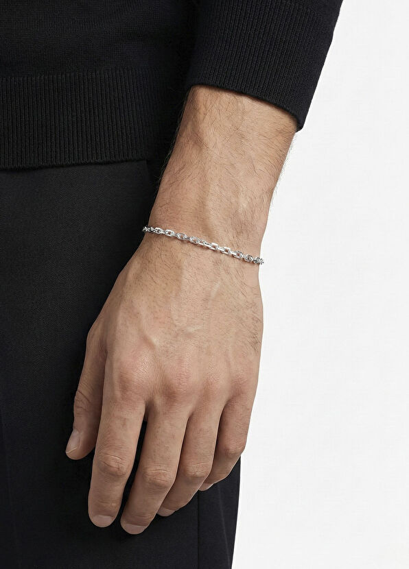 Kaplan Charm 925 Ayar Gümüş Grade Zincir Erkek Bileklik - Görsel 3