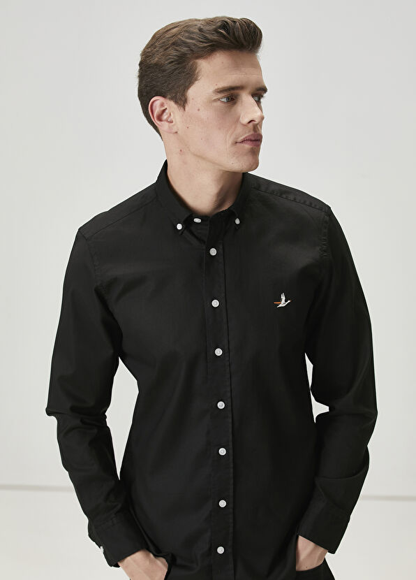 Beymen Club Slim Fit Black Oxford Shirt - 2