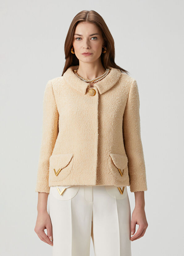 Valentino VGold Krem Yün Ceket - 1