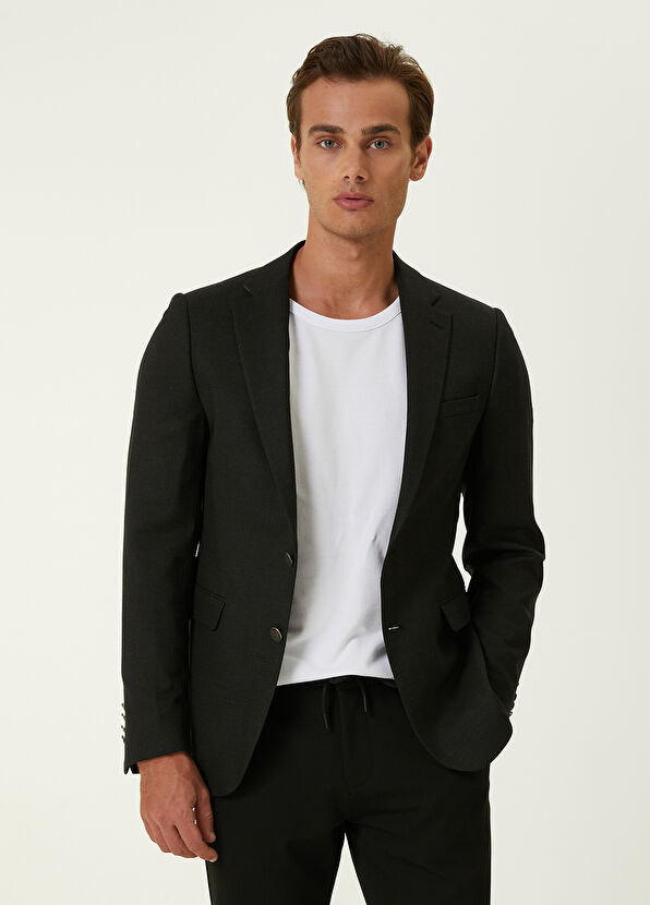 Beymen Club Anthracite Eyelet Textured Blazer - 1