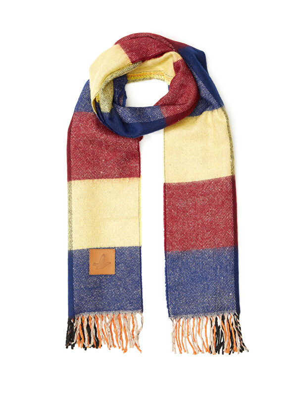 Beymen Club Mavi Kırmızı Kare Desenli Kadın Atkı - 2