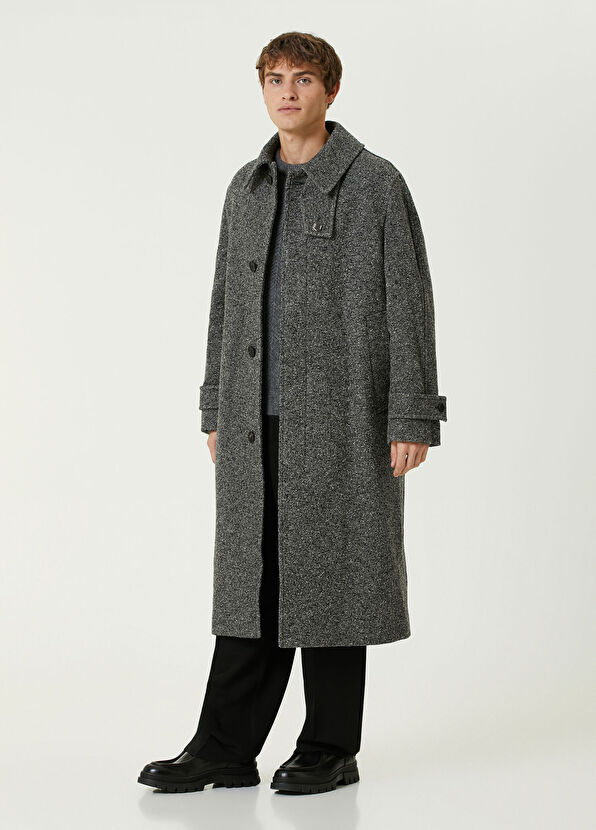 Solid Homme Gri Zikzak Dokulu Yün Kazak - 2