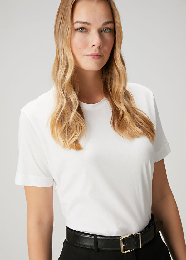 Beymen Club Off-White Logo Basic T-Shirt - 2