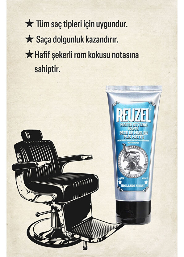 Reuzel Matte Styling Paste Medium Holder Matte Cream Wax Jelly for Men 100 ml - 2