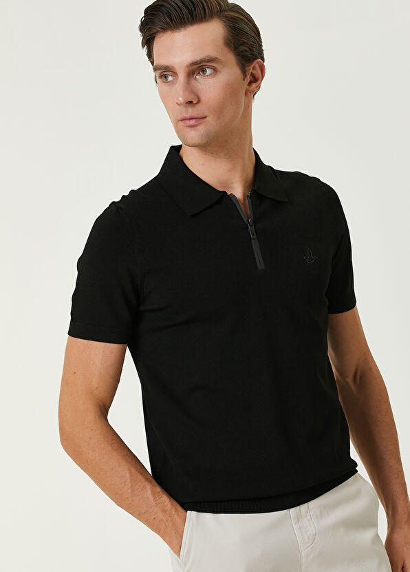 Beymen Club Siyah Polo Yaka Logolu Kısa Kollu Triko - 2