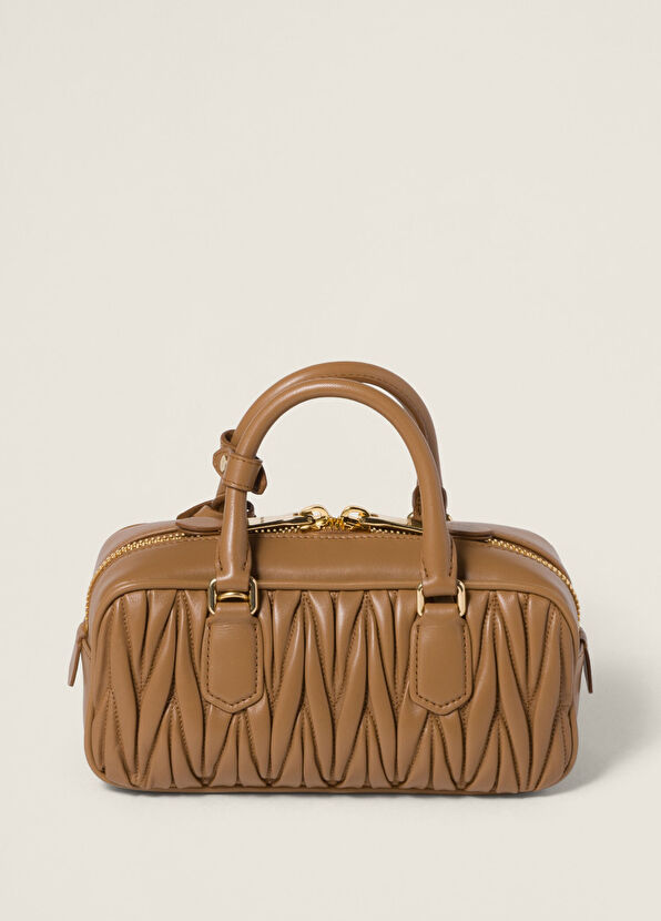 Miu Miu Arcadie Matelassé Brown Nappa Leather Women's Handbag - 3