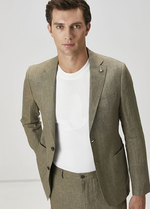 Beymen Club Light Khaki Linen Jacket - 1
