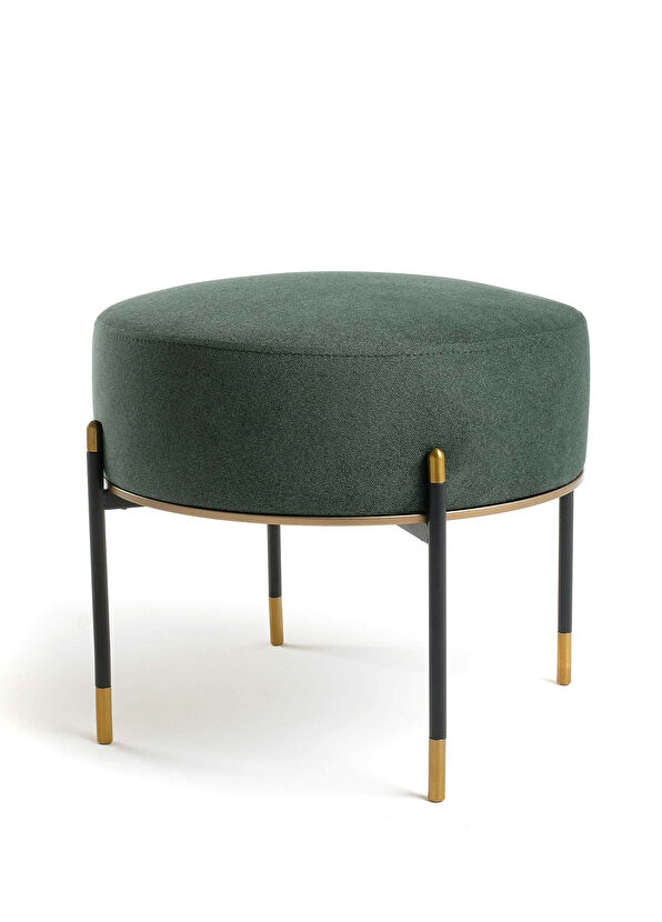 Sürton Kirit Ördek Yeşili Siyah Gold Metal Ayaklı Ottoman Puf - 1