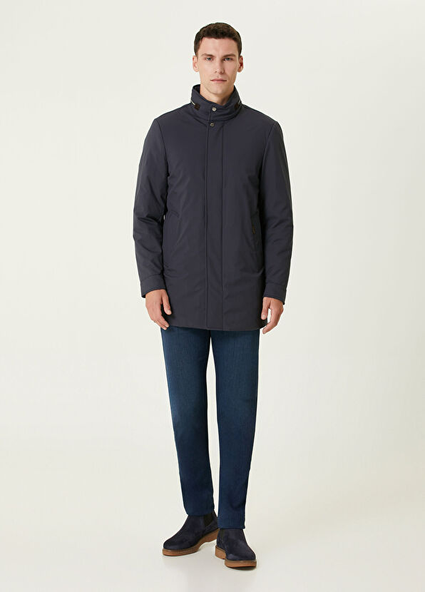 Moorer Lacivert Kapüşonlu Kaban - 2