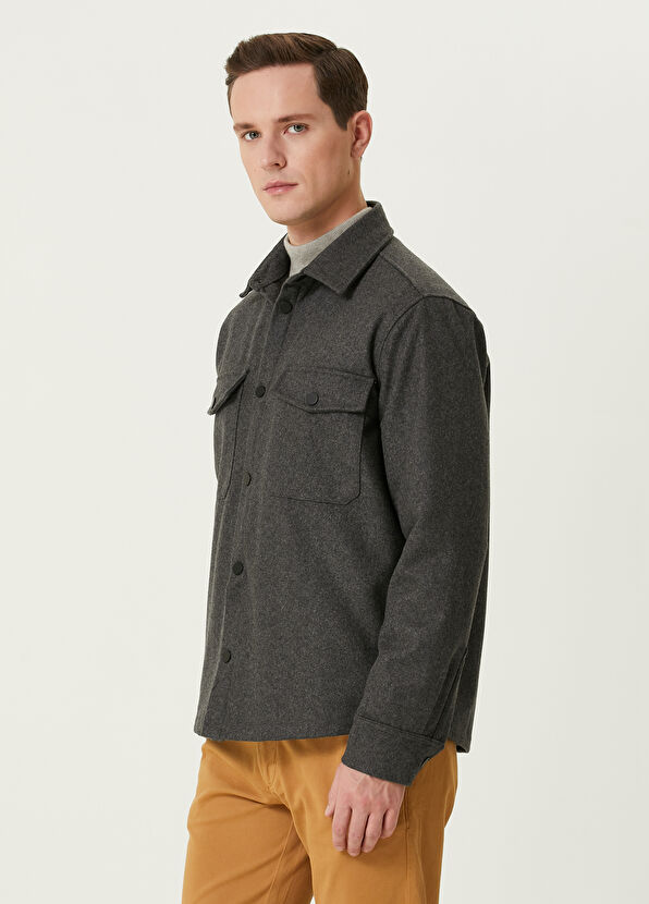 Beymen Club Koyu Gri Yün Dış Gömlek - 2