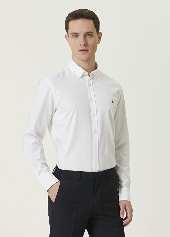 Beymen Club Slim Fit Beyaz Oxford Gömlek - 1