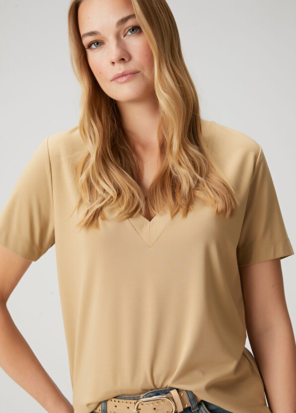 Beymen Club Beige Basic T-Shirt - 2