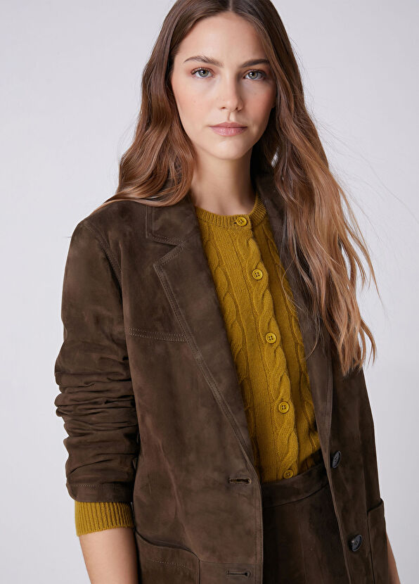 Beymen Club Dark Khaki Classic Suede Jacket - 2