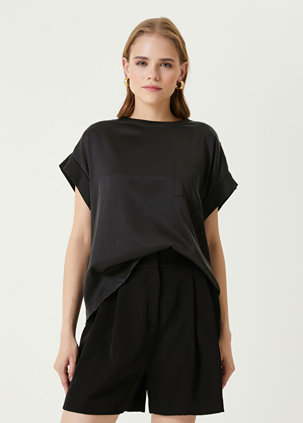 Beymen Club Siyah İpek T-shirt - 4