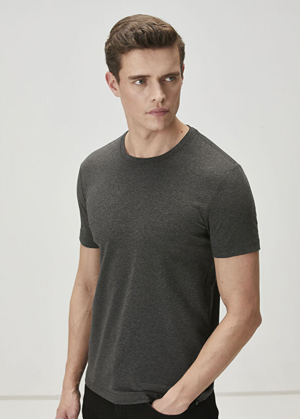 Beymen Club Anthracite Melange Basic T-shirt - 2