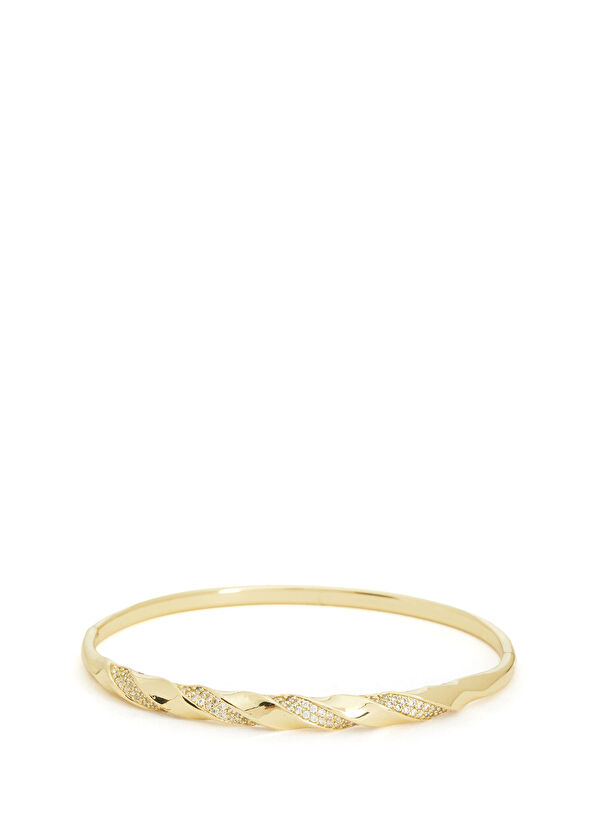 Beymen Club Gold Twisted Stone Handcuff Women's Bracelet - 1