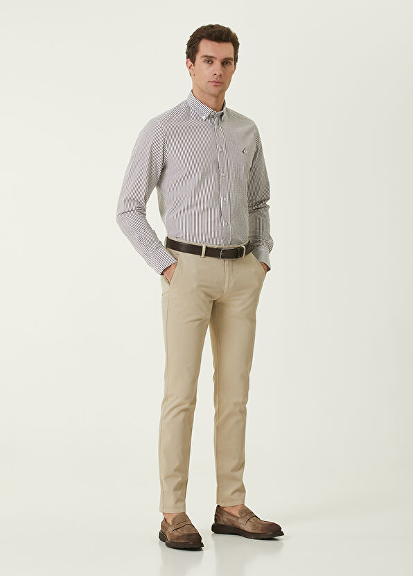 Beymen Club Comfort Fit Gül Kurusu İnce Çizgili Gofreli Gömlek - 2