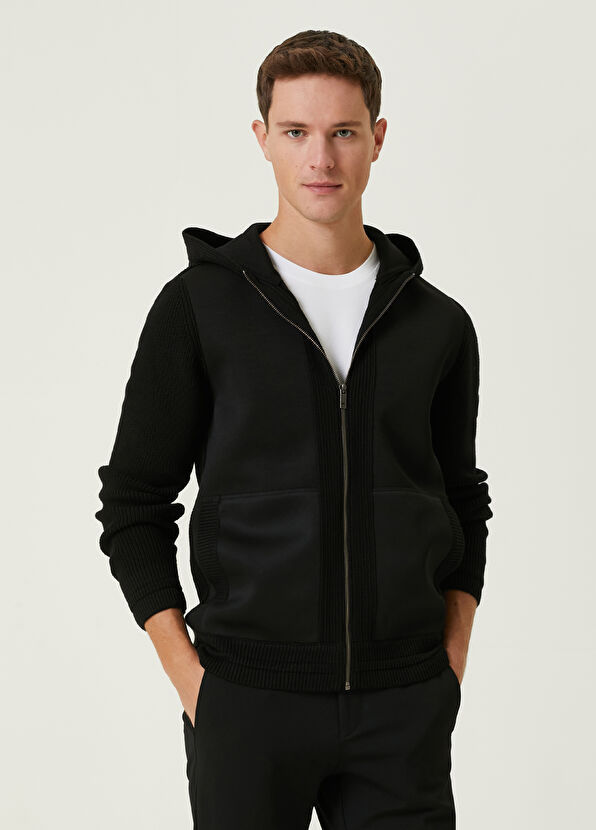 Beymen Club Siyah Kapüşonlu Triko Mont - 1