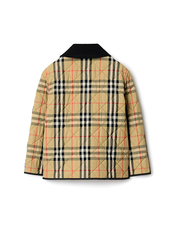 Burberry Bej Check Desenli Unisex Çocuk Mont - 2