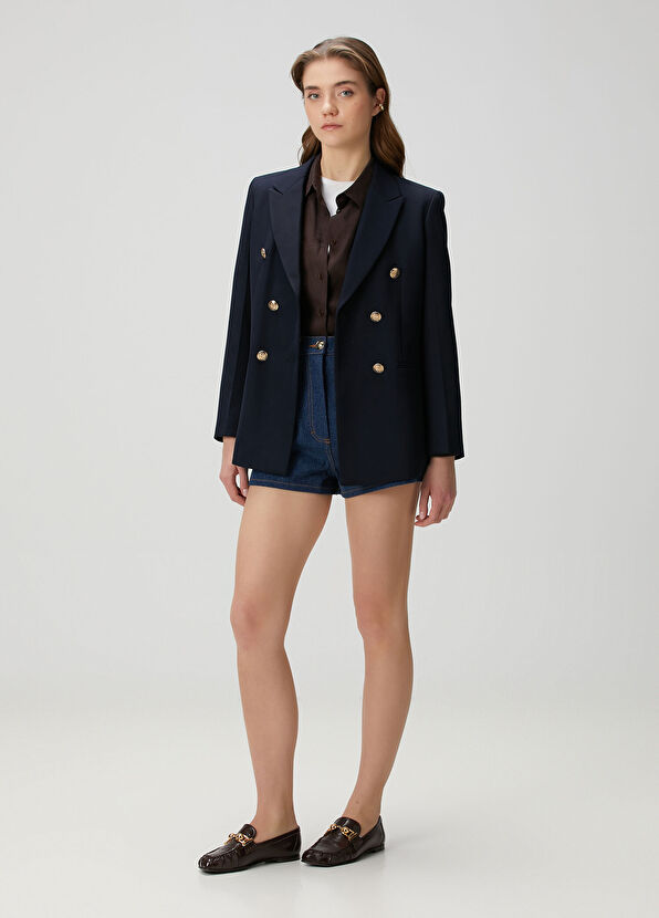 Sandro Sienne Navy Blue Double-Breasted Jacket - 2