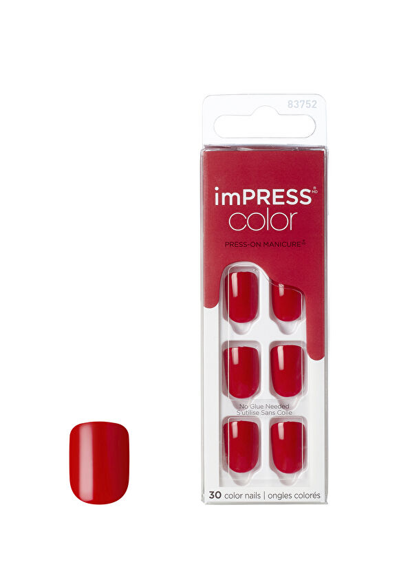 Impress Color Kırmızı Kendinden Yapışkanlı Kısa Parlak Takma Tırnak  - 1