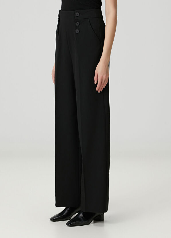 AllSaints Raina Siyah Wide Leg Pantolon - 3