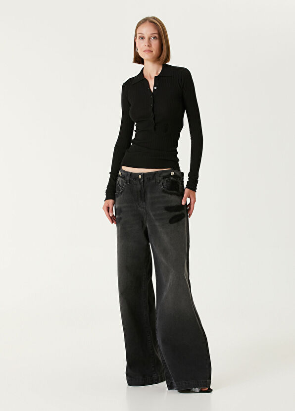 The Attico Siyah Kaşmir Polo Triko - 2