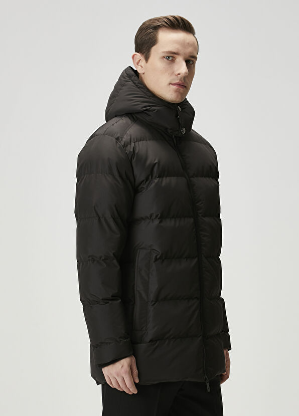 Beymen Club Siyah Kapüşonlu Puff Mont - 3