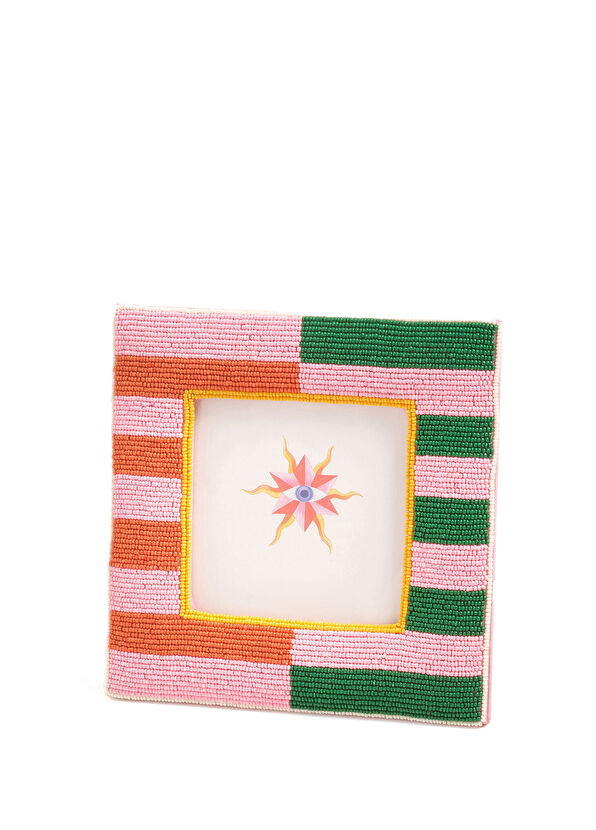 Zsa Zsa Zsu Dadrı Colored Glass Bead Wooden Frame 17 x 17 cm - 1