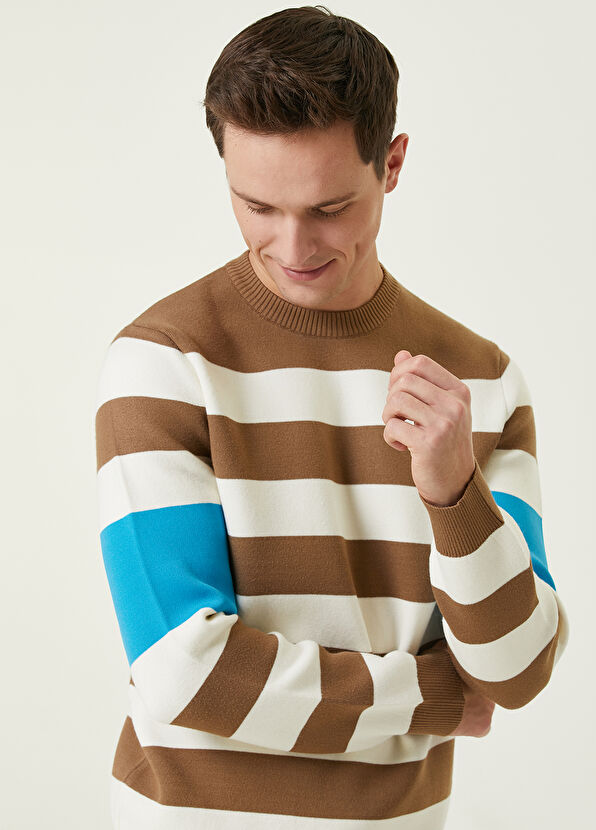 Beymen Club Bej Colorblocked Kontrast Şeritli Kazak - 2