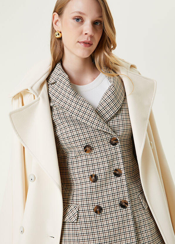 Beymen Club Beige Houndstooth Double-Breasted Blazer - 3