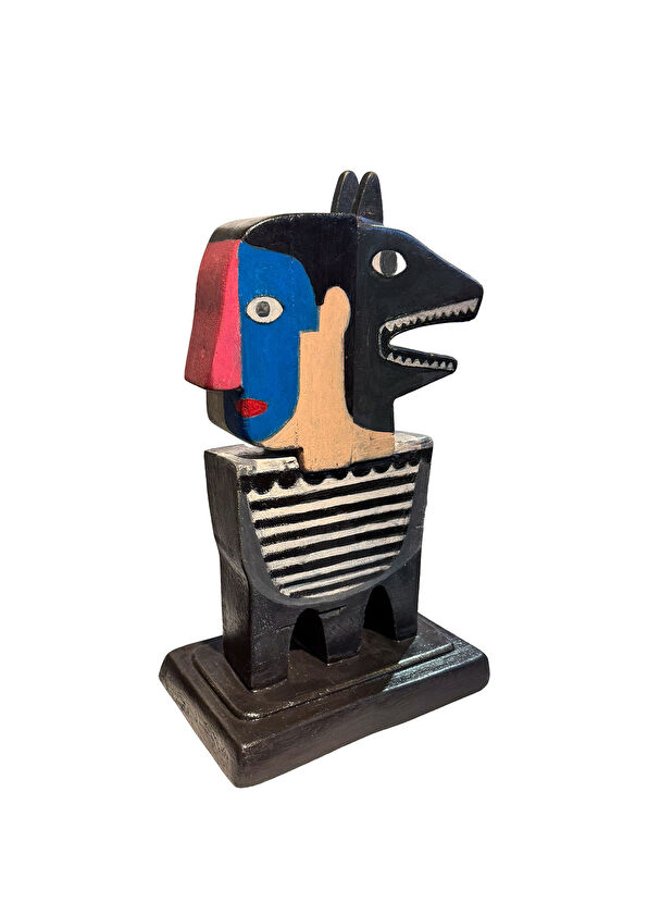 Red Art Istanbul Tarkan Güveli Acrylic Painted Wooden Metal Sculpture - 2