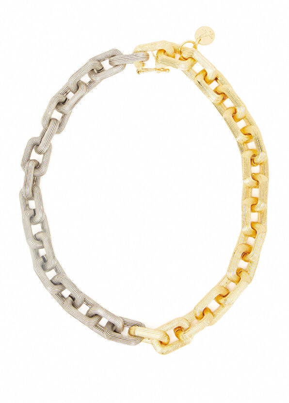 Beymen Club Gold Silver Satin Double Color Women's Necklace - 2