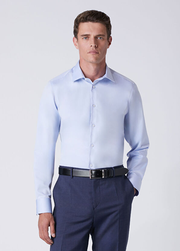 Beymen Club Slim Fit Blue Non-Iron Twill Shirt - 2