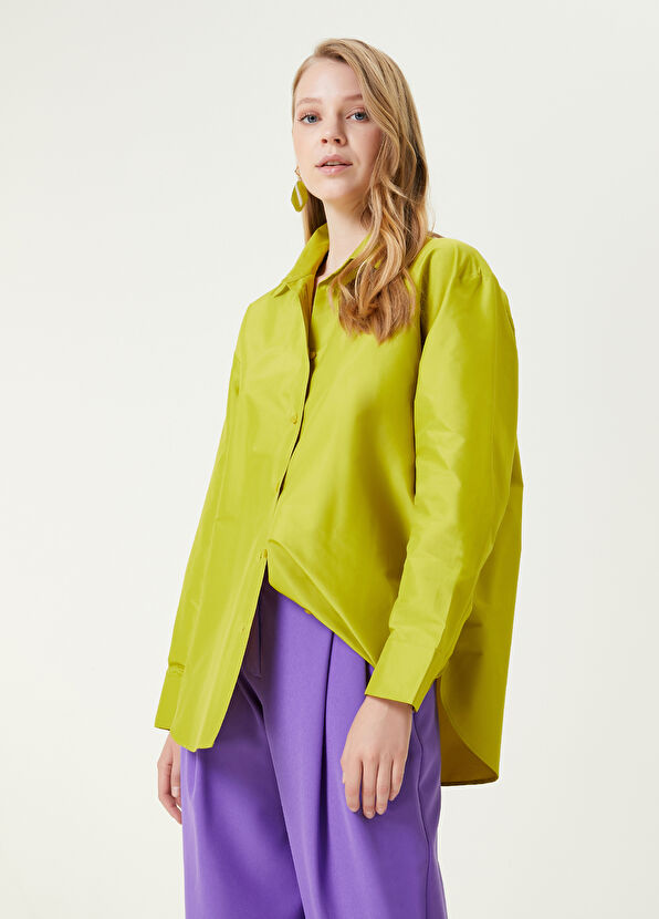 Beymen Club Sarı Boyfriend Tafta Gömlek - 4