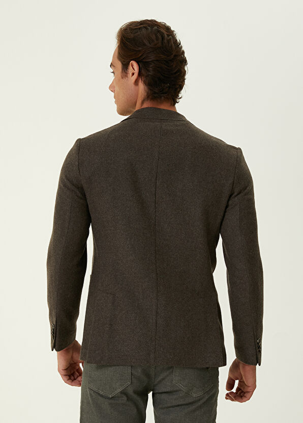 Beymen Club Koyu Kahverengi Kalın Flanel Yün Ceket - 4