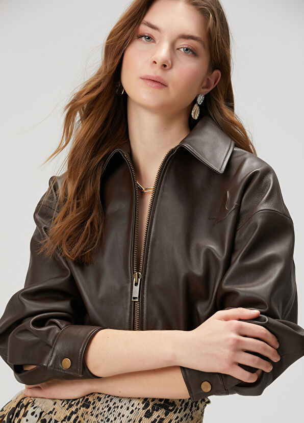 Beymen Club Kahverengi Crop Deri Ceket - 2