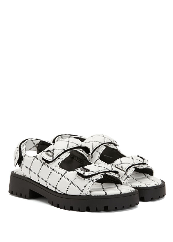 Beyaz Kadın Deri Sandalet - Görsel 3