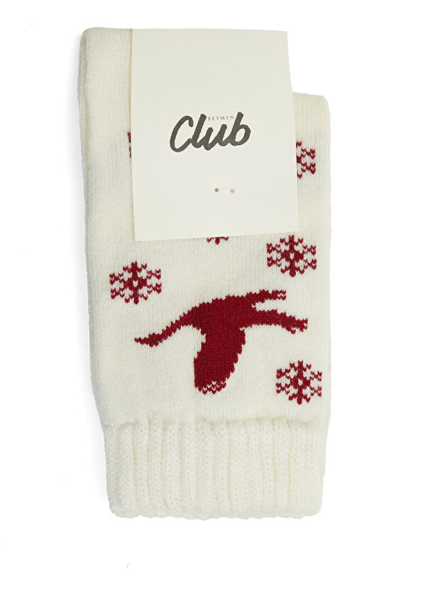 Beymen Club Kırık Beyaz Yılbaşı Temalı Kadın Çorap - 1