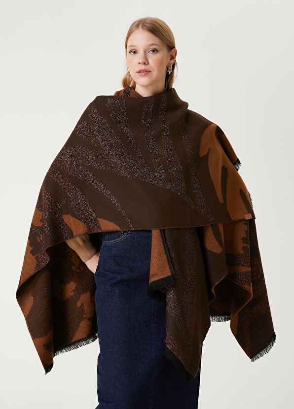 Beymen Club Kahverengi Yaprak Desenli Şal - 1