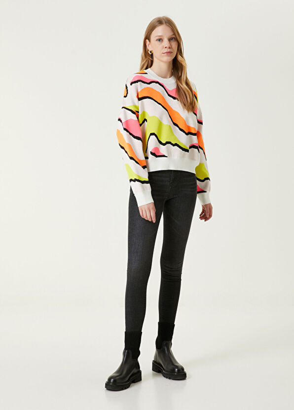 Beymen Club Ekru Neon Zebra Jakarlı Kazak - 2