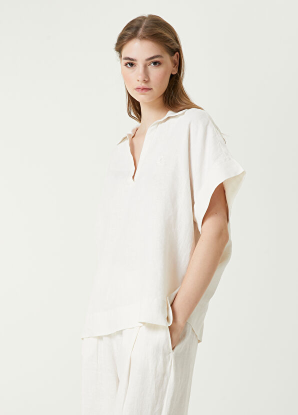 Beymen Club White Linen Blouse - 4